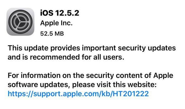 赣县苹果手机维修分享iOS12.5.2发布，建议所有老苹果用户安装 